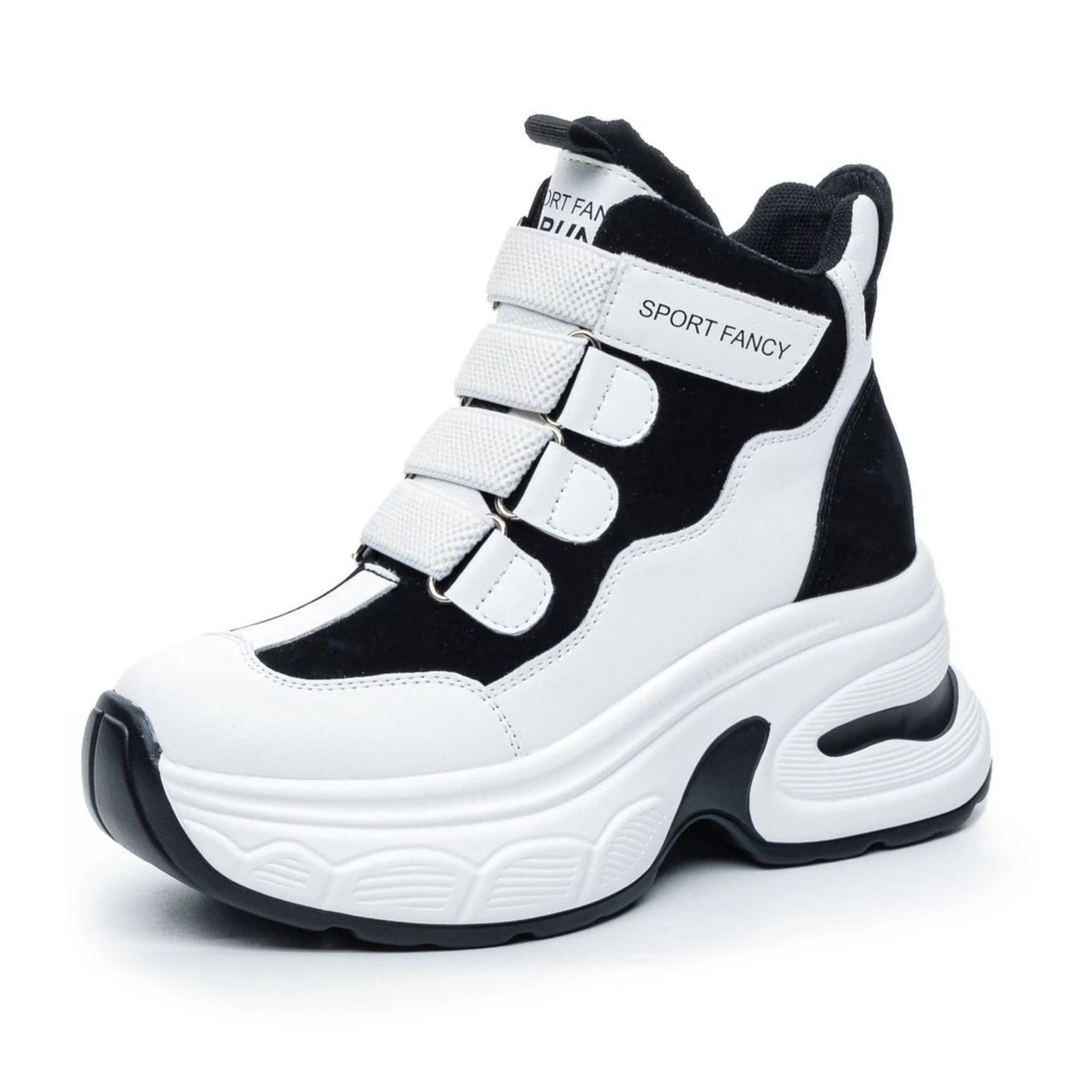 Fujin 8cm Microfiber Leather Women Casual Shoes Comforable Walking Shoes Platform Sneakers High Chunky Spring Autumn Fall Boots