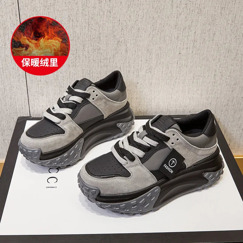 Fujin 7cm Cow Suede Leather Women Casual Autumn Breathable Platform Shoes Wedge Chunky Sneaker Females Winter Shoes Sports Shoes
