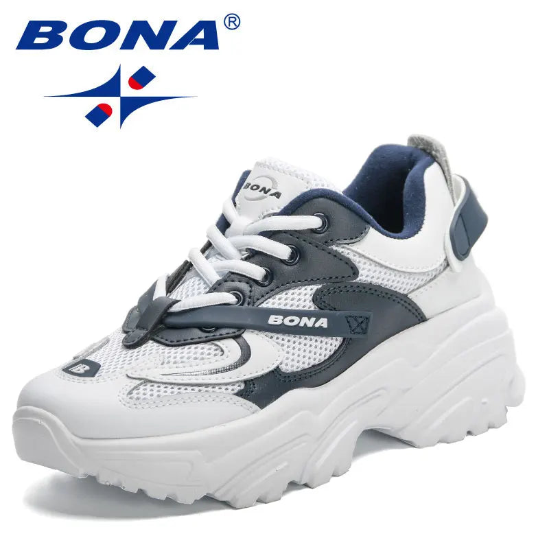 BONA 2023 New Designers  Breathable Walking Shoes Women Lace Up Platform Sneakers Ladies Leisure Feminino Casual Shoes