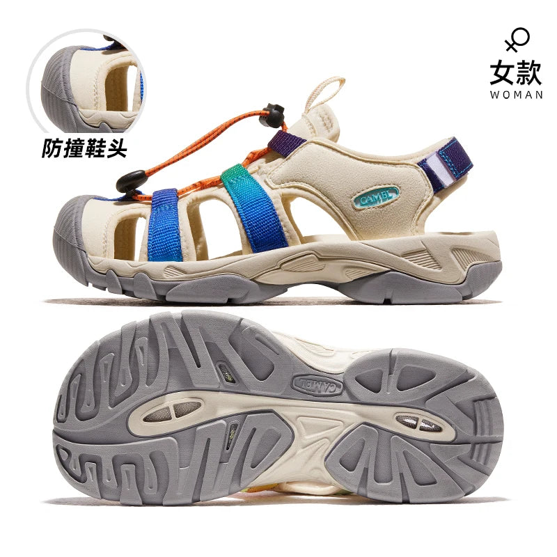 GOLDEN CAMEL Wading Shoes Baotou Sandals Outdoor Non-slip Wear-resistant Casual Beach Shoes for Women Summer River Tracing shoes