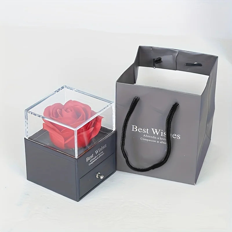 Luxury Zircon Necklace With Rose Flower Gift Box Jewelry For Mom Girlfriend Wife Birthday Wedding Romantic Gifts