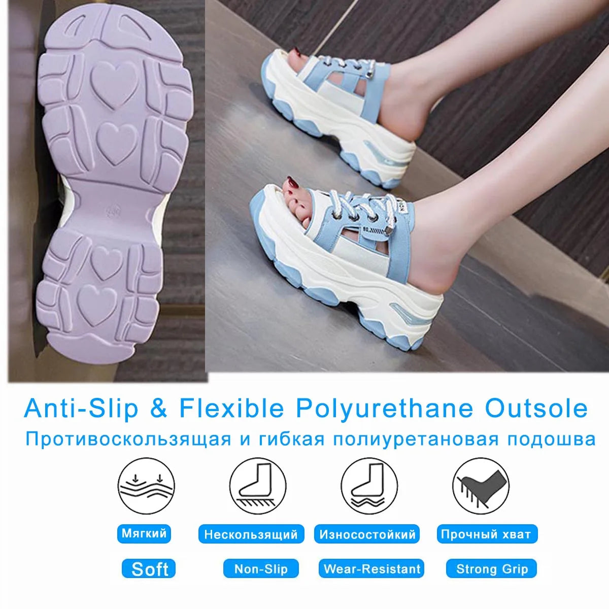 Fujin 7cm Microfiber Leather Synthetic Platform Wedge Slipper Chunky Heels Mary Jane Slip on Summer Breathable Pumps Shoes