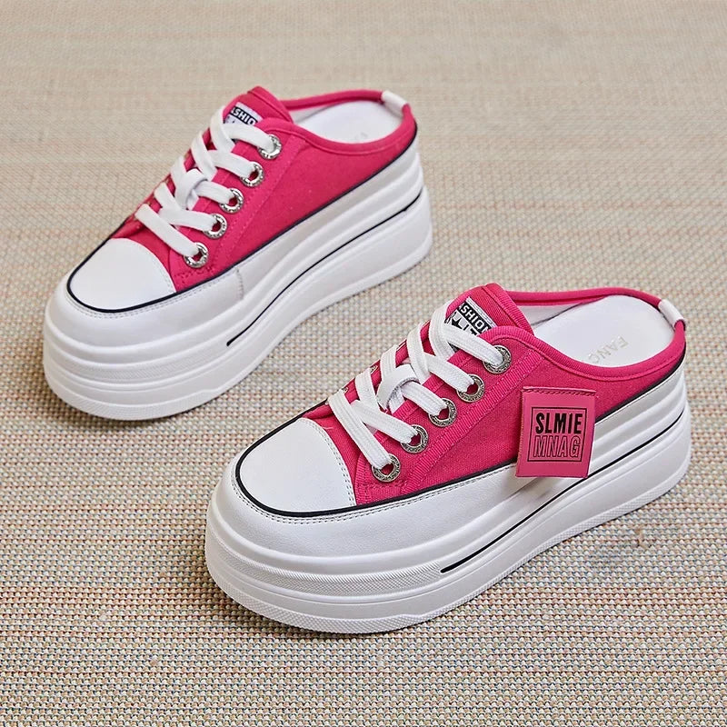 Fujin flip flops women 7.5cm Platform Slippers Denim Chunky Sneaker Casual Comfy Breathable Summer Shoes Women's slippers