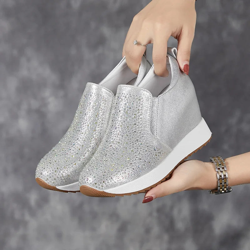 Fujin 7cm Synthetic Microfiber Women Shoes Casual High Brand Spring Autumn Platform Wedge Sneaker Breathable Vulcanize Leather