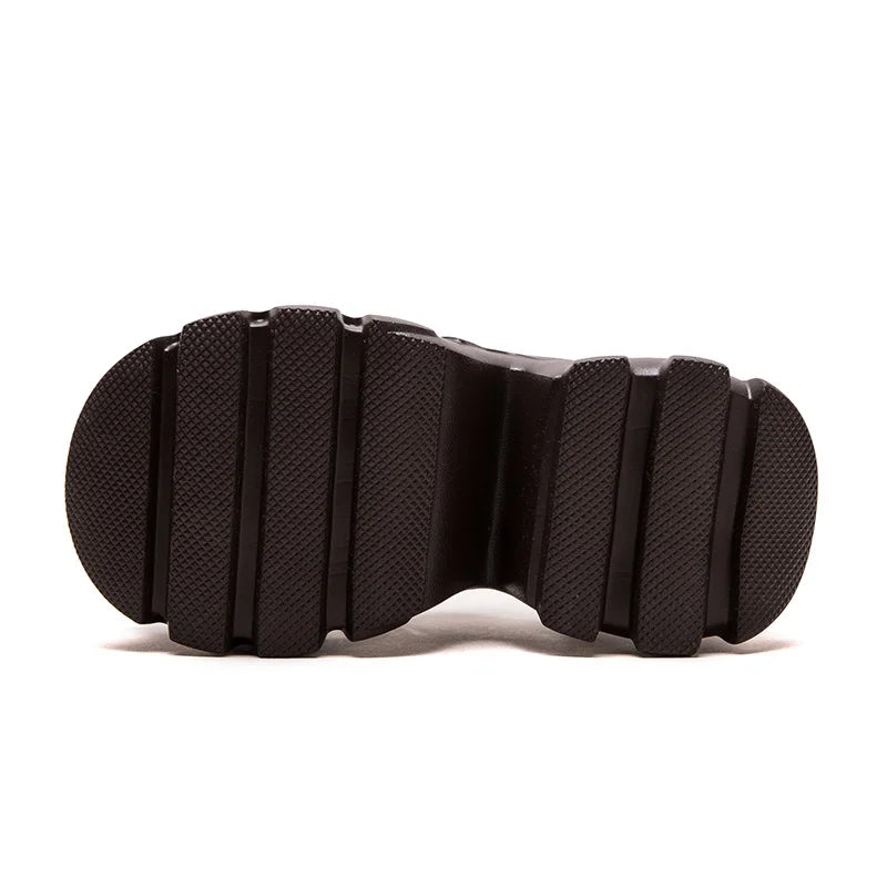 DRKANOL Women Slippers Summer 7cm Height Increasing Wedges Platform Slippers Woven Genuine Cow Leather Outside Casual Slides