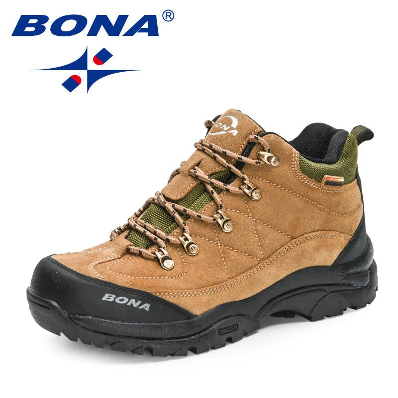 BONA  New Designers Non-slip Wear-resistant Breathable Hiking Shoes Men Outdoor High-quality Jogging Walking Shoe Mansculino