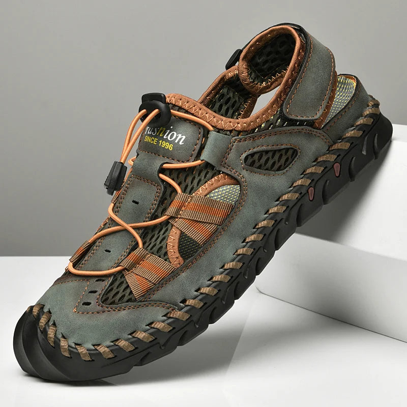 New Summer Breathable Men Sandals Fashion Roman Sandals Handmade Mesh Men Casual Shoes Platform Outdoor Men's Beach Sandals