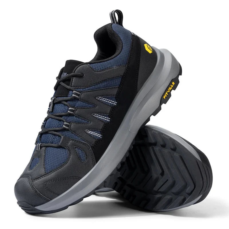 FitVille Wide Men'S Shoes Wide Hiking Waterproof Outdoor  Work Go Walking  Sneakers  With  Arch  Support For Heel Pain Relief