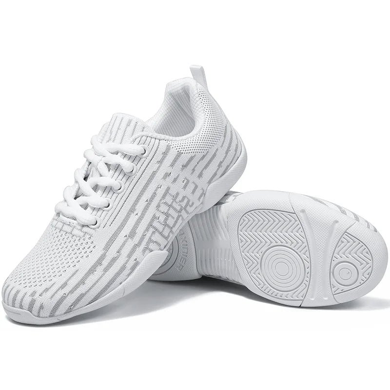 BAXINIER Girls White Breathable Lightweight Cheer Dance Trainers for Youth Training Competitive Cheerleading Events Perfect Fit