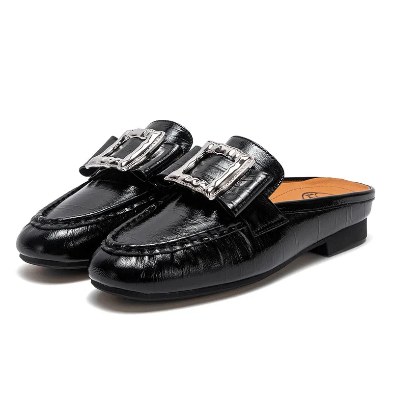 Luxury brand slippers patent technology balance bottom leather casual shoes temperament girls shoes 35-39 European size