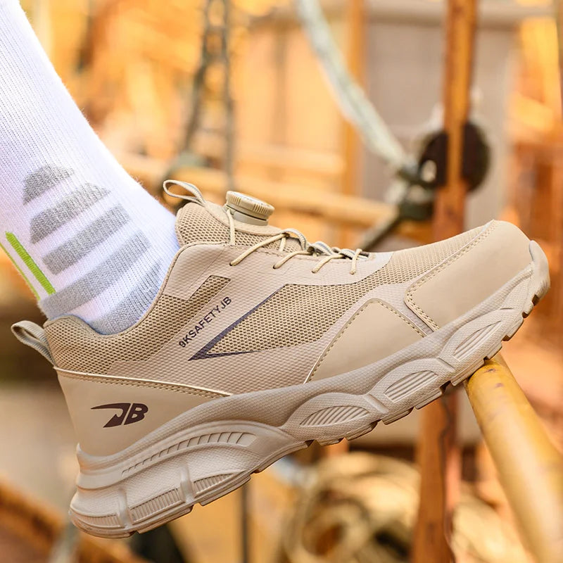 Breathable Work Shoes For Men Anti-smash Anti puncture Safety Shoes Men boots Rotating Button Indestructible Shoes Male Sneakers