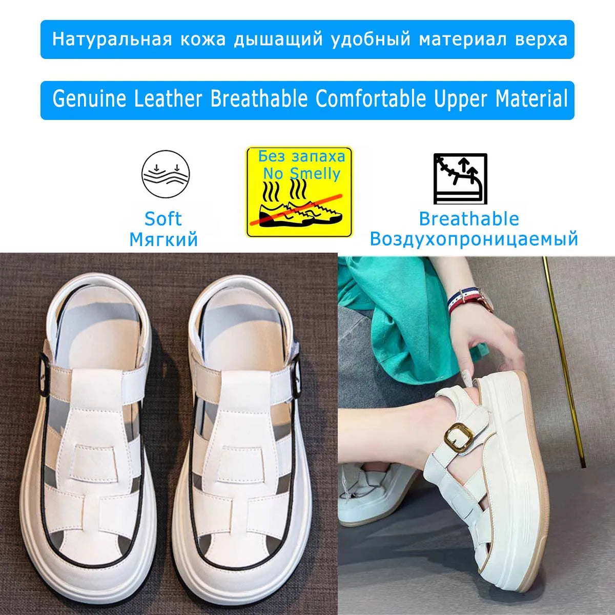 Fujin 5cm Cow Weave Genuine Synthetic Leather Pumps Platform Wedge Hook Summer Hollow Sandals Flats Women Slippers Fashion Shoes