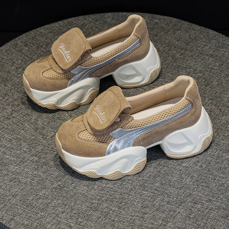 AUTUSPIN Women Shallow Flats 2024 Autumn Newest Genuine Leather Flat Platform Loafers Female Leisure Daily Sports Shoes Woman