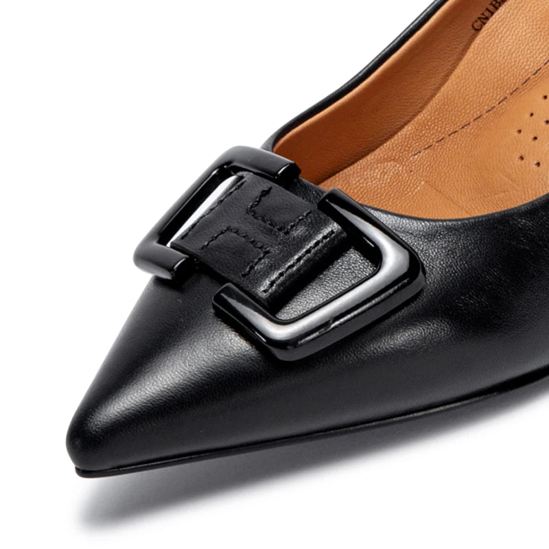 Balance Shoes Technology Orthopedic Women's Shoes Low Heeled Single Shoes Casual Leather Shoes Black