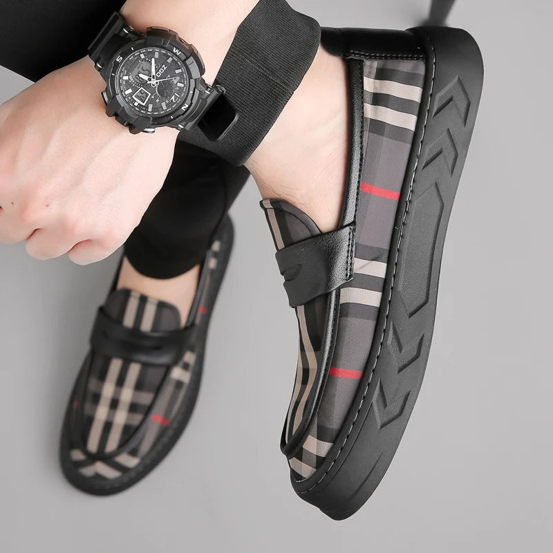 Men's Loafers Casual Shoes Retro Slip on Thick Sole Anti Slip Fashion Breathable Leather Shoes High Quality Office Party Shoes