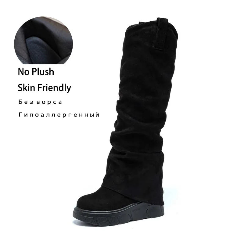 fujin 10cm heel knee high boots for women platform boots ankle spring autumn winter wedge comfy comfortable boots Ankle Booties