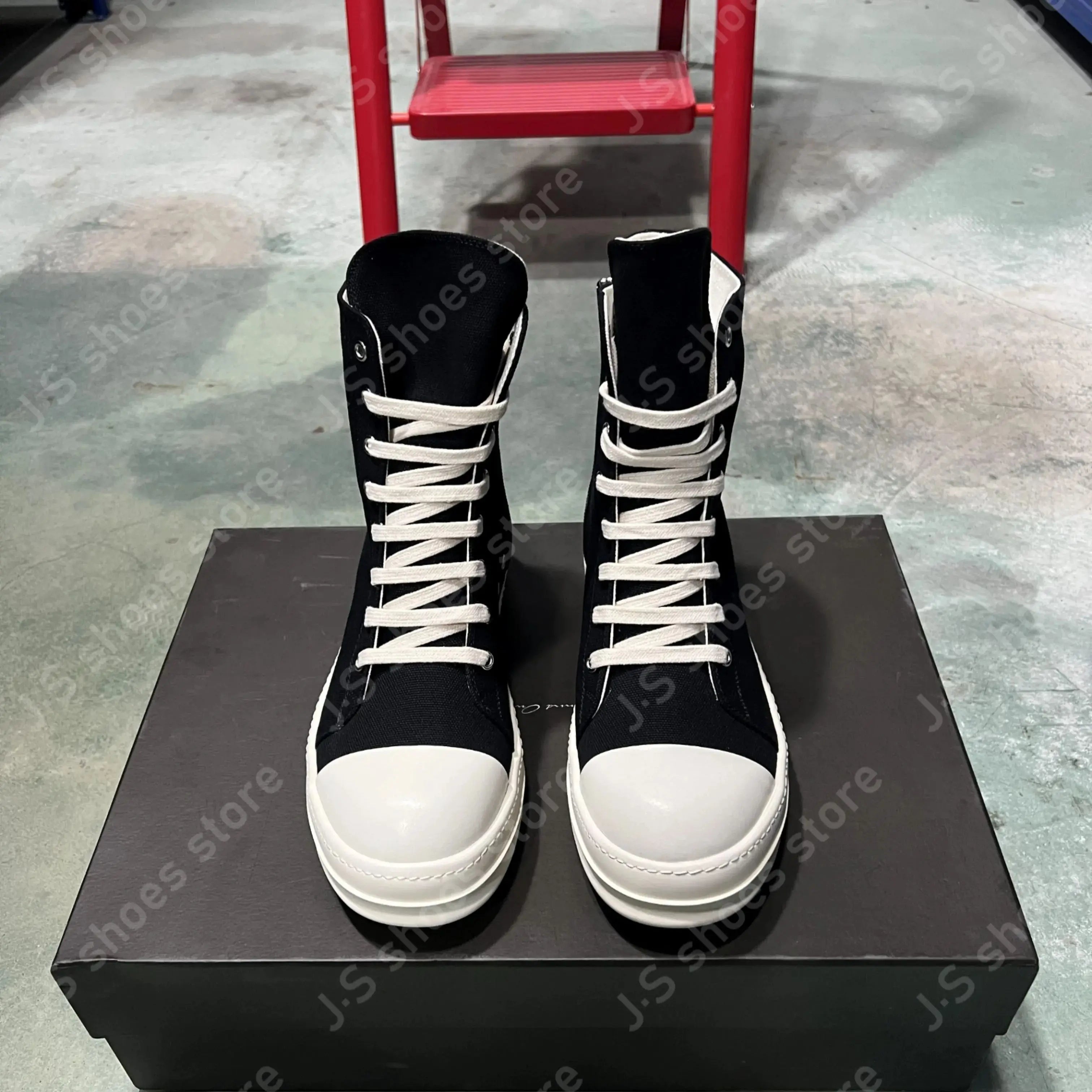 R-o Classic Design Black Canvas High Top Shoes Boot Men Shoe Genious Sneakers Zipper Women Ankle Boots Casual Sneaker