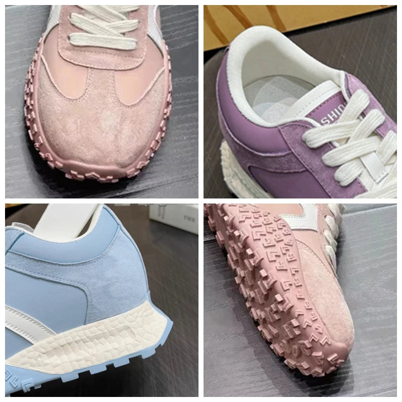 Fujin 7cm New Air Mesh Microfiber Suede Leather Flats Platform Wedge Shoes Spring Autumn Chunky Sneaker Fashion Women Vulcanize