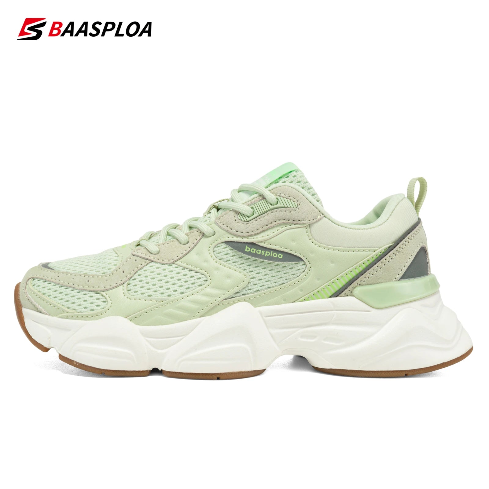 Baasploa Women Walking Shoes Fashion Leather Sneakers Lace Up Outdoor Shoe Antiskid Sport Tennis Lightweight Female Running Shoe