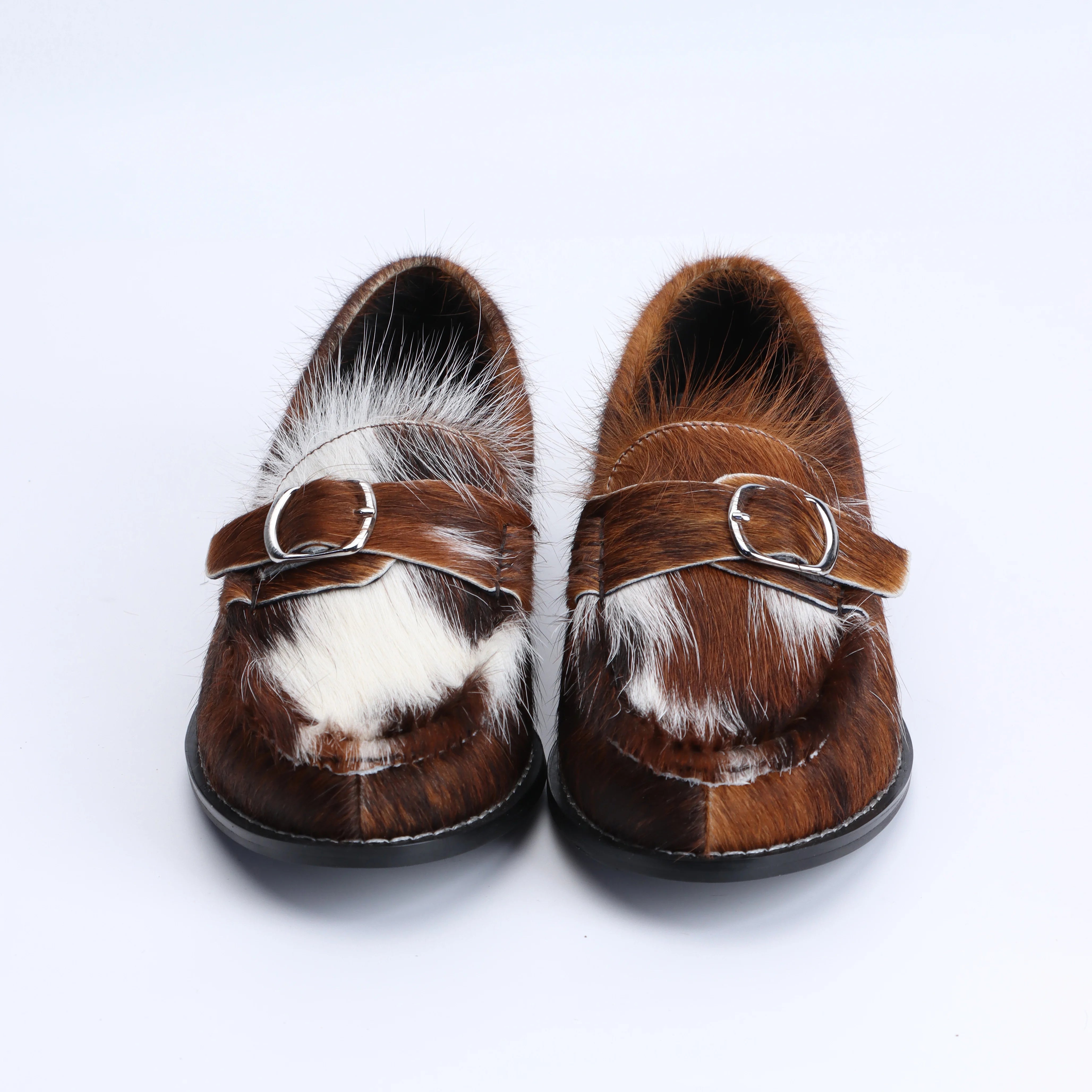 Luxury Designer Loafers for Women, Handmade Cowhide Fur, Rubber Sole, Latex Insole, Soft & Comfortable, Trendy Flats 2025