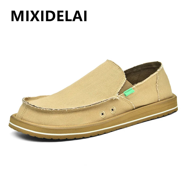 2025 New Spring Handmade Canvas Casual Men Shoes Design Fashion Sneakers Man Loafers Breathable Low Top Flat Shoes Soft Driving
