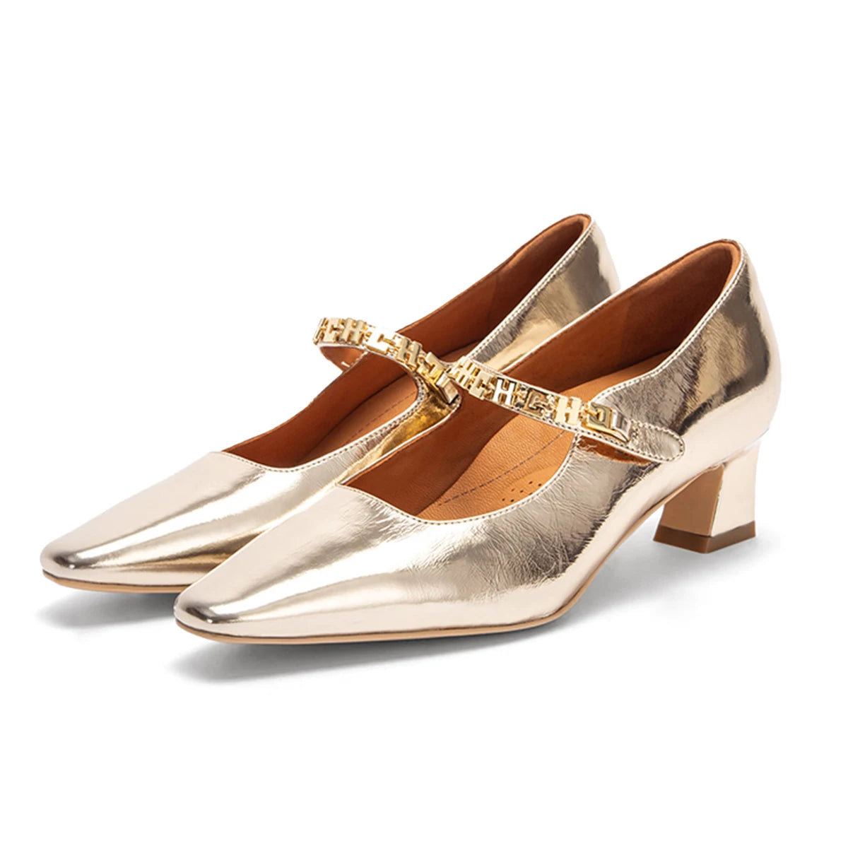 Balance Shoes Technology Orthopaedic Women's Leather Shoes Medium High Heeled Single Shoes Shiny Shoes Wedding Banquet Formal Sh