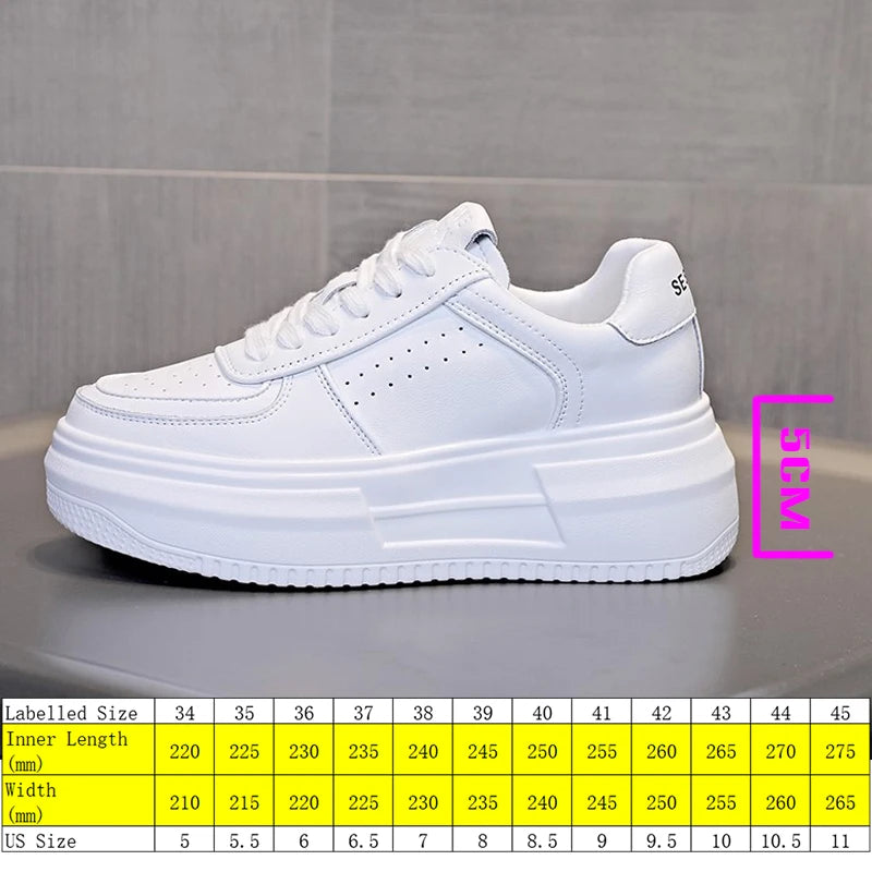 Fujin 5cm Air Mesh Genuine Leather White Sneakers Women Platform Shoes Women Casual Shoes Fashion Sneakers Summer Autumn Shoes