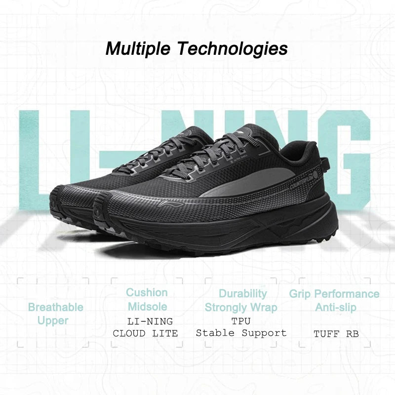 Li-Ning Unisex AXJ STRIDE Outdoor Hiking Shoes  LI-NING CLOUD LITE Cushion Rebound LiNing Breathable Anti-slip Sneakers AHTV041