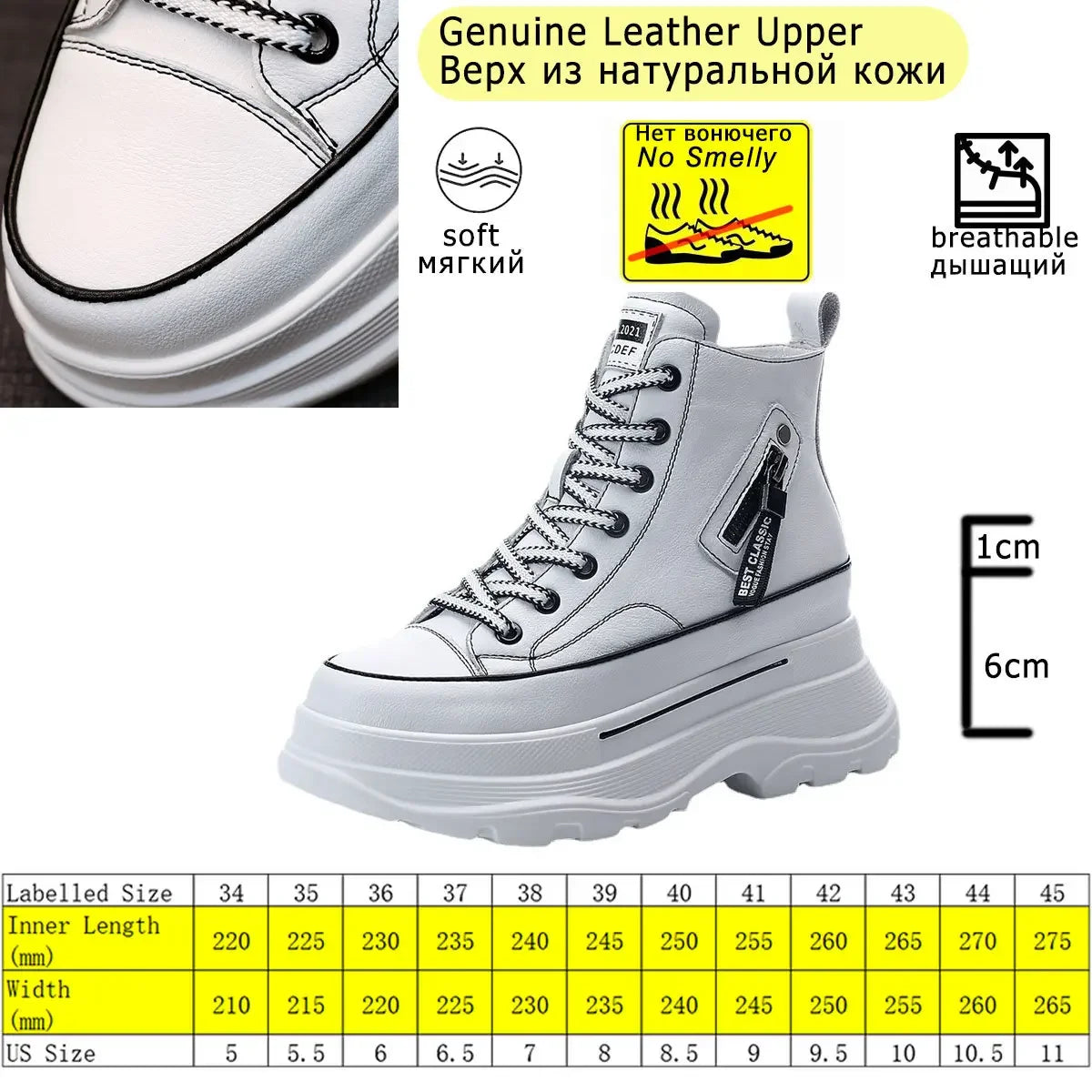 Fujin 7cm Platform Wedge Sneakers Chunky Shoes Genuine Leather Combat Boots Women Ankle Boots Autumn Autumn Booties