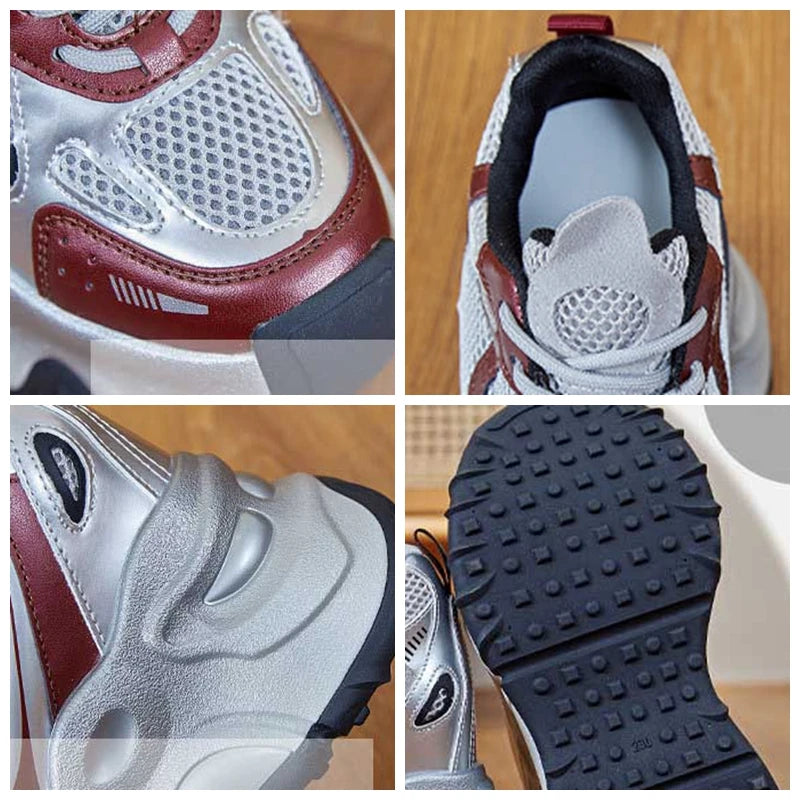 Fujin 12cm Air Mesh Microfiber Synthetic Chunky Sneakers Spring Shoes Leather Ankle Booties Women Vulcanize Boots Autumn