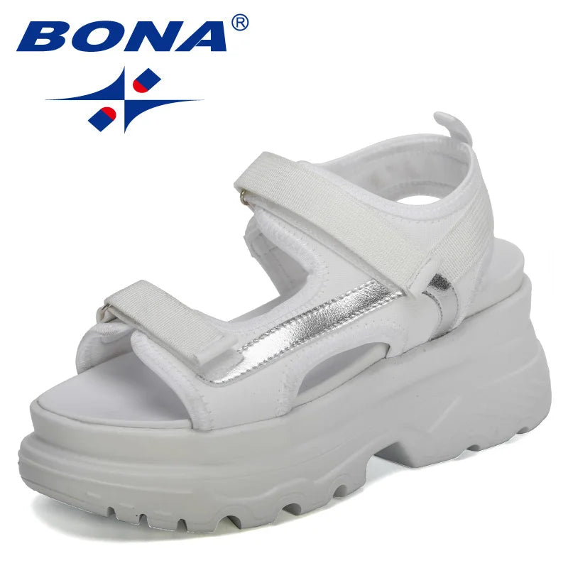 BONA 2023 New Designers Platform Summer Sandals Women High Quality Buckle Wedges Shoes Woman Sport Sandals Open Toe Comfortable
