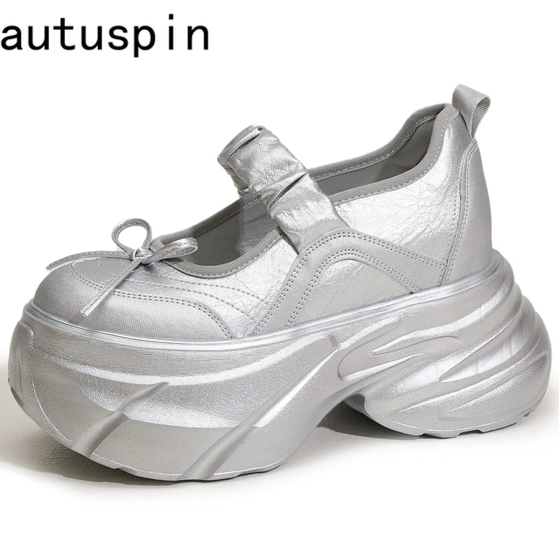 AUTUSPIN Sports Style Women Mary Janes Shoes 2025 Summer Super Popular Wedges High Heels Female Street Style Platform Pumps
