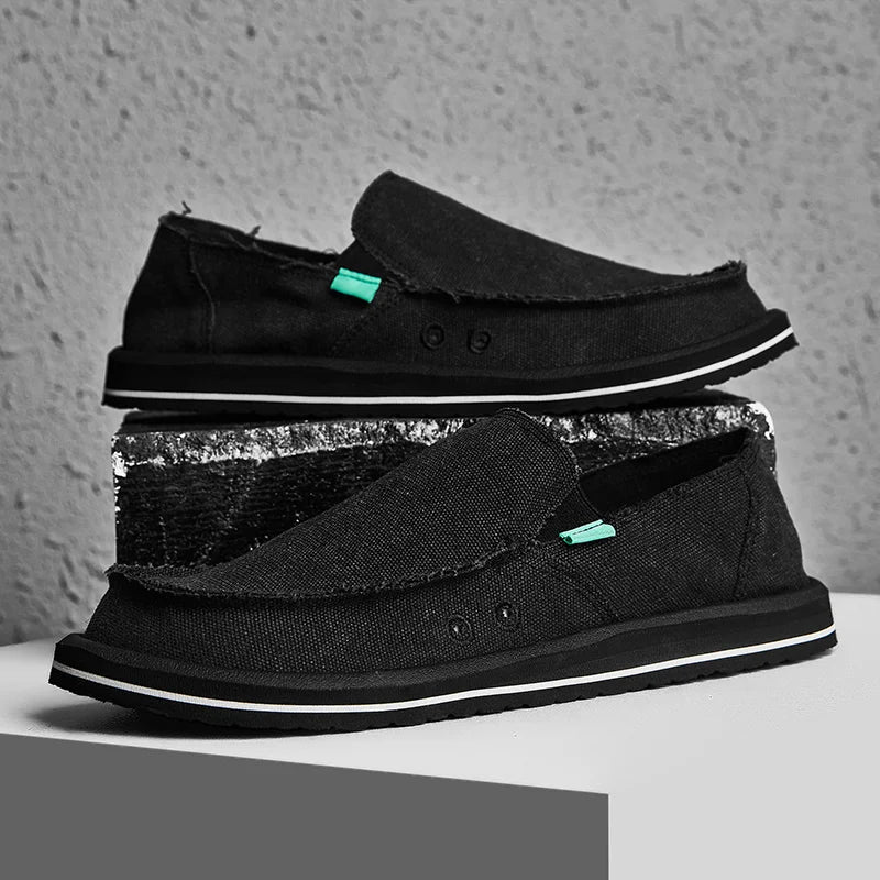 2025 New Spring Handmade Canvas Casual Men Shoes Design Fashion Sneakers Man Loafers Breathable Low Top Flat Shoes Soft Driving