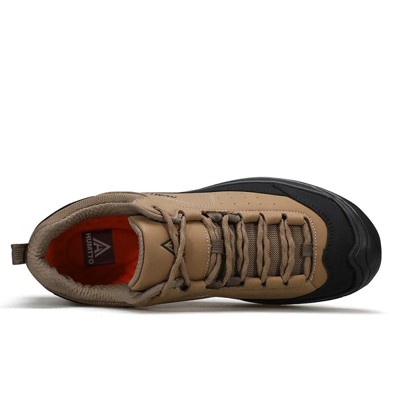 HUMTTO Hiking Shoes Non-slip Outdoor Men's Sports Shoes Leather Casual Walking Sneakers for Man Breathable Trekking Boots Men