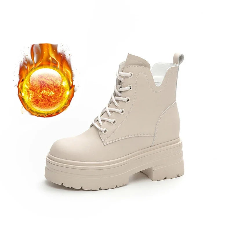 Fujin 8cm Cow Suede Genuine Leather Platform Wedge Flats Women Spring Chelsea Luxury Shoes  Ankle Autumn Booties Chunky Heels