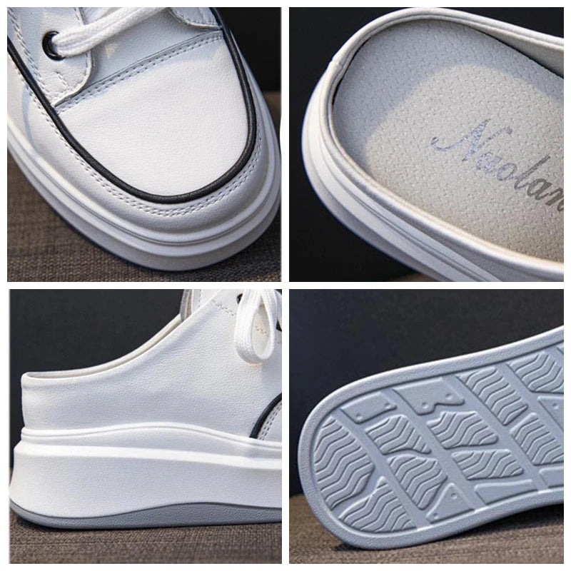 Koznoy 7cm Genuine Leather Comfy Casual Breathable Platform Wedge Slipper Fall Ladies Vulcanize Women Chunky Sneakers High Brand