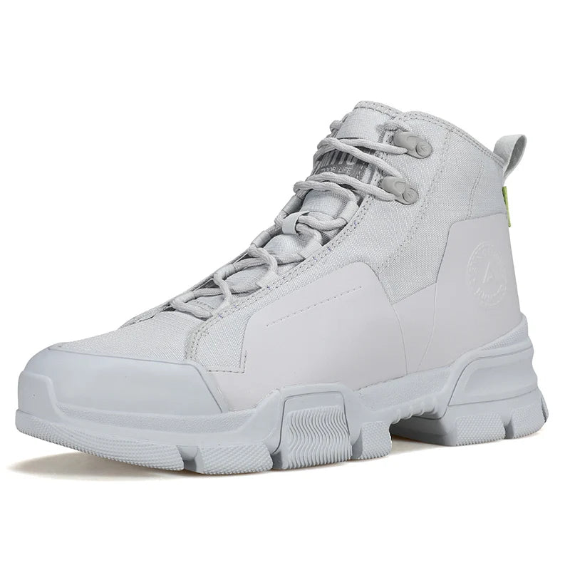 HUMTTO Breathable Trekking Boots Genuine Leather Hiking Shoes for Men Non-slip Men's Sports Shoes Winter Outdoor Safety Sneakers