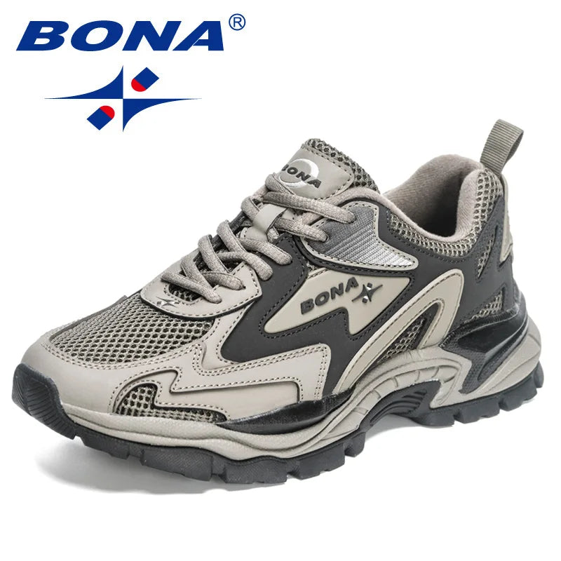 BONA  New Designers Mesh Running Shoes Breathable Training Shoes Men Lightweight Sneakers Non-Slip Tennis Walking Shoes Man