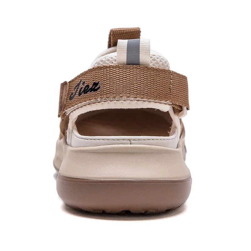 DRKANOL 2025 Fashion Women Air Mesh Shoes Hollow Out Breathable Genuine Leather Thick Sole Lightweight Comfort Casual Sandals