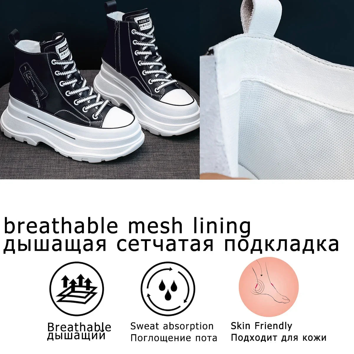 Fujin 7cm Platform Wedge Sneakers Chunky Shoes Genuine Leather Combat Boots Women Ankle Boots Autumn Autumn Booties