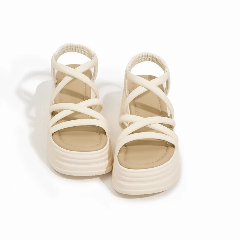 AUTUSPIN 7.5cm Fashion Women Rome Sandals New Arrival Ladies Leather Wedges Heels Female Outdoor Casual Platform Sandal Shoes