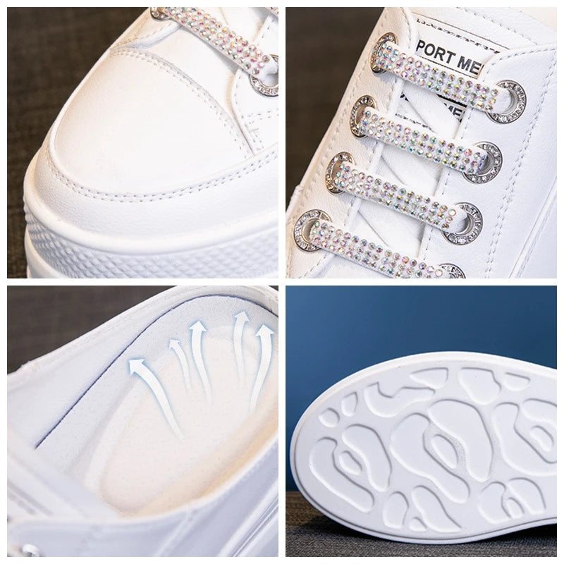 Fujin 7.5cm Genuine Leather Women Slipper Summer Shoes Platform Wedge Beach Shoes Mule Leather Slip on Sneakers Sandals Shoes