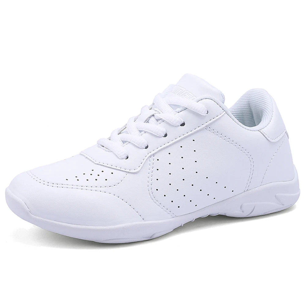 BAXINIER Girls White Cheerleading Shoes Youth Competition Dance Sneakers Women Flats Cheer Shoes Kids Training Walking Shoes
