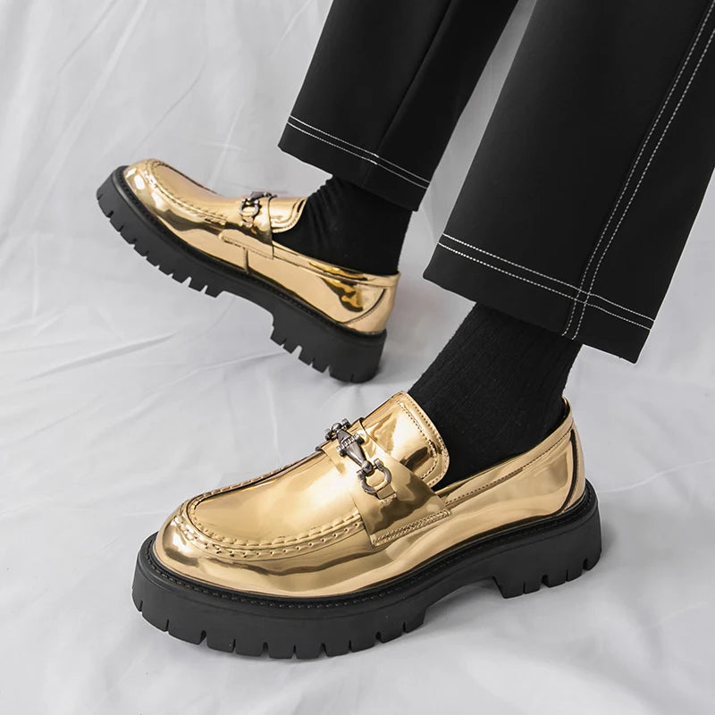 STRONGSHEN British Style Men Patent Leather Shoes Fashion Party Loafers Men Platform Casual Shoes Design Men Oxfords Footwear