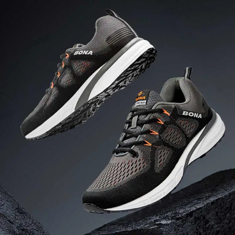 BONA comfortable running shoes, breathable and non slip sports shoes, mesh training shoes, casual