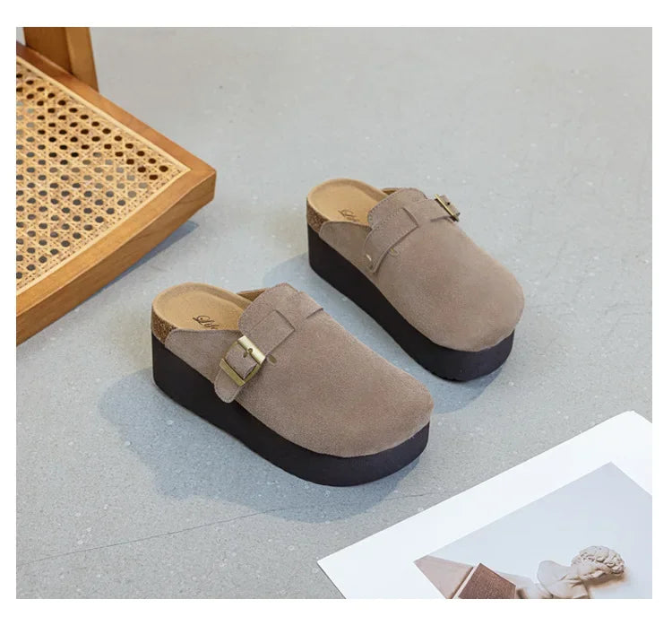 Fujin 7CM Cow Suede Genuine Leather Sneakers Platform Shoes Wedge Pumps Fashion Sneakers Slipper Women Spring Autumn Shoes