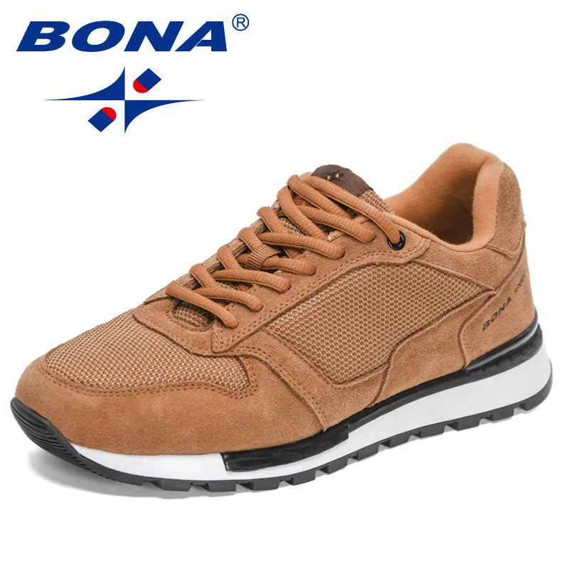 BONA 2022 New Designers Suede Casual Shoes Men Sneakers Outdoor Walking Shoes Man Comfortable Shoes Walking Footwear Mansculino