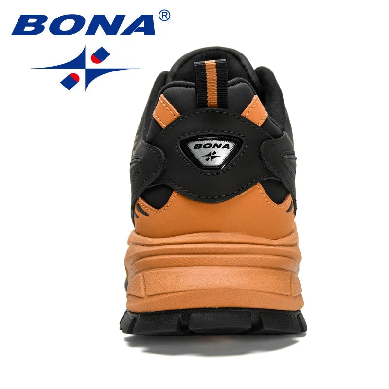BONA new classic style men's lace up sneakers for outdoor jogging and walking, comfortable and breathable men's shoes