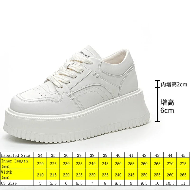 Fujin 8cm Genuine Leather Vulcanize Autumn Flat Women Chunky Sneaker Winter Plush Spring High Brand Summer Platform Wedge Shoes