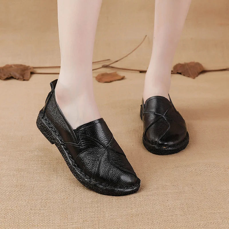 WOIZGIC Female Ladies Women Mother Genuine Leather Shoes Flats Designer Loafers Moccasins Slip On Colorful Plus Size 41 42